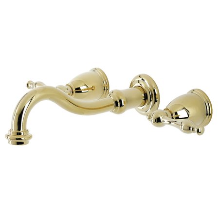 KINGSTON BRASS KS3122NL Wall Mount Bathroom Faucet, Polished Brass KS3122NL